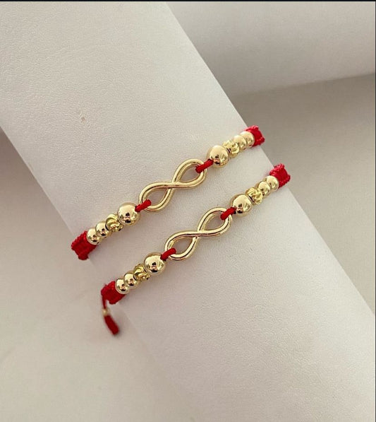 Juego pulsera con herraje infinito con balines lisos e italianos #4, #5. X2