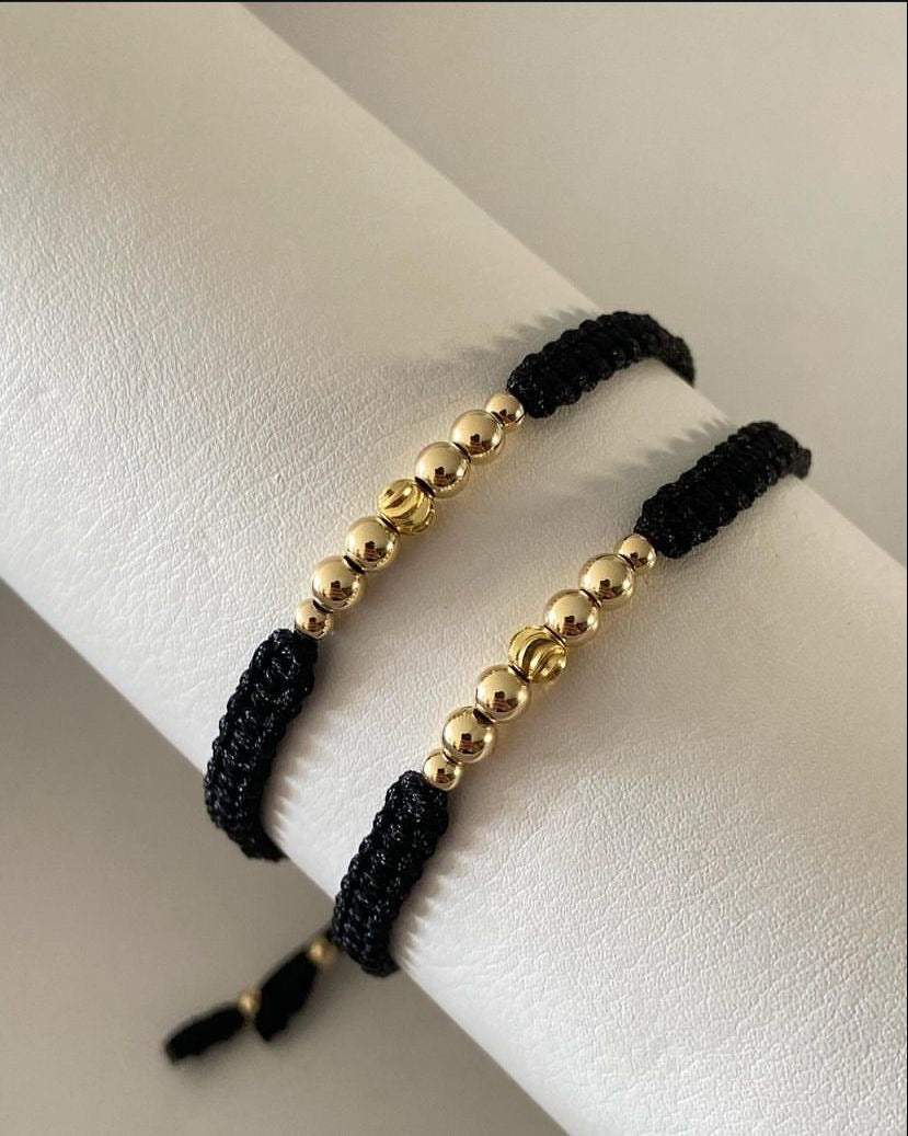 Juego pulsera con balines #3, #4 italiano. X2 negro