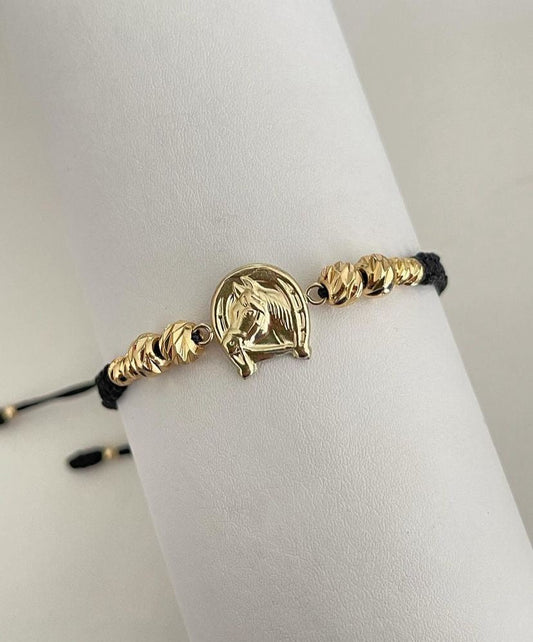 Pulsera herradura caballo balines #4 y #6 diamantados.